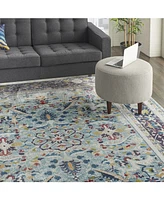 Nourison Home Ankara Global ANR14 Teal and Multi 7'10" x 9'10" Area Rug