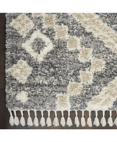 Nourison Home Oslo Shag OSL02 Gray and Ivory 5'3" x 7'9" Area Rug