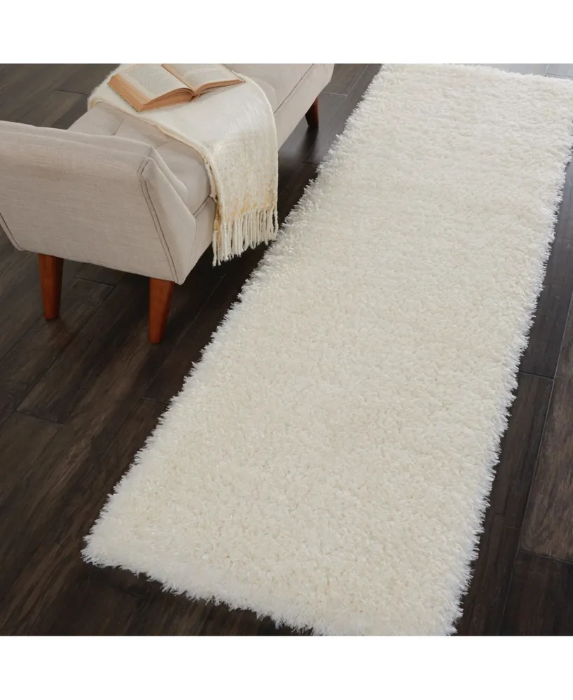 Nourison Home Luxe Shag LXS01 Ivory 2'2" x 7'6" Runner Rug