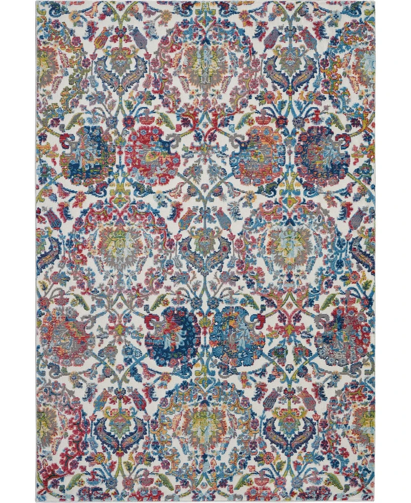 Nourison Home Ankara Global ANR06 Ivory and Blue 5'3" x 7'6" Area Rug