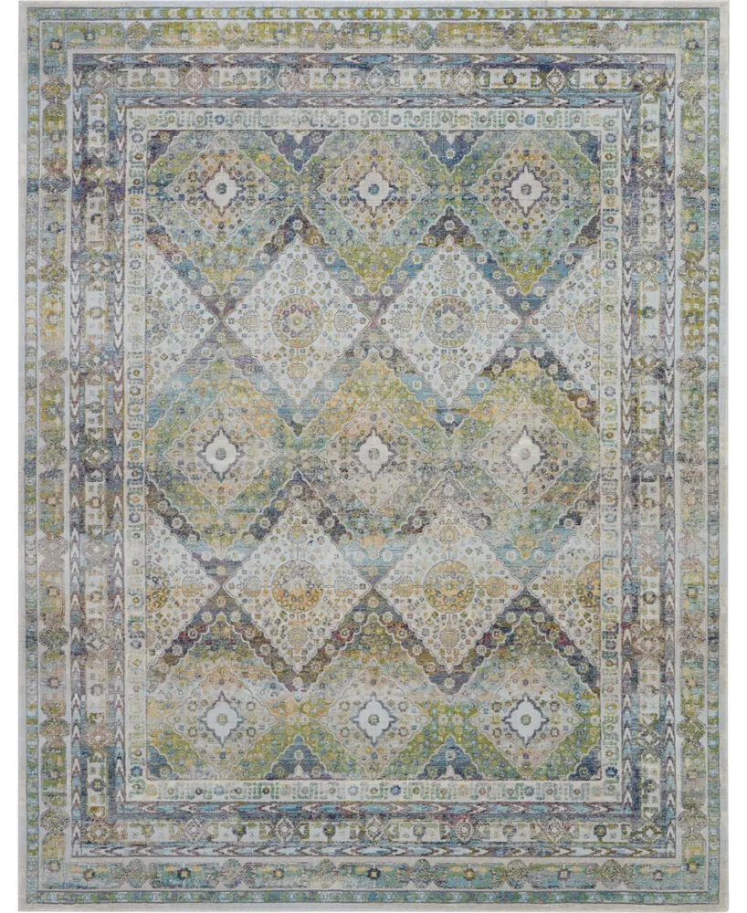 Nourison Home Ankara Global ANR07 Blue and Green 7'10" x 9'10" Area Rug