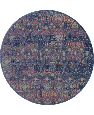 Nourison Home Ankara Global ANR08 Navy and Multi 4' Round Rug