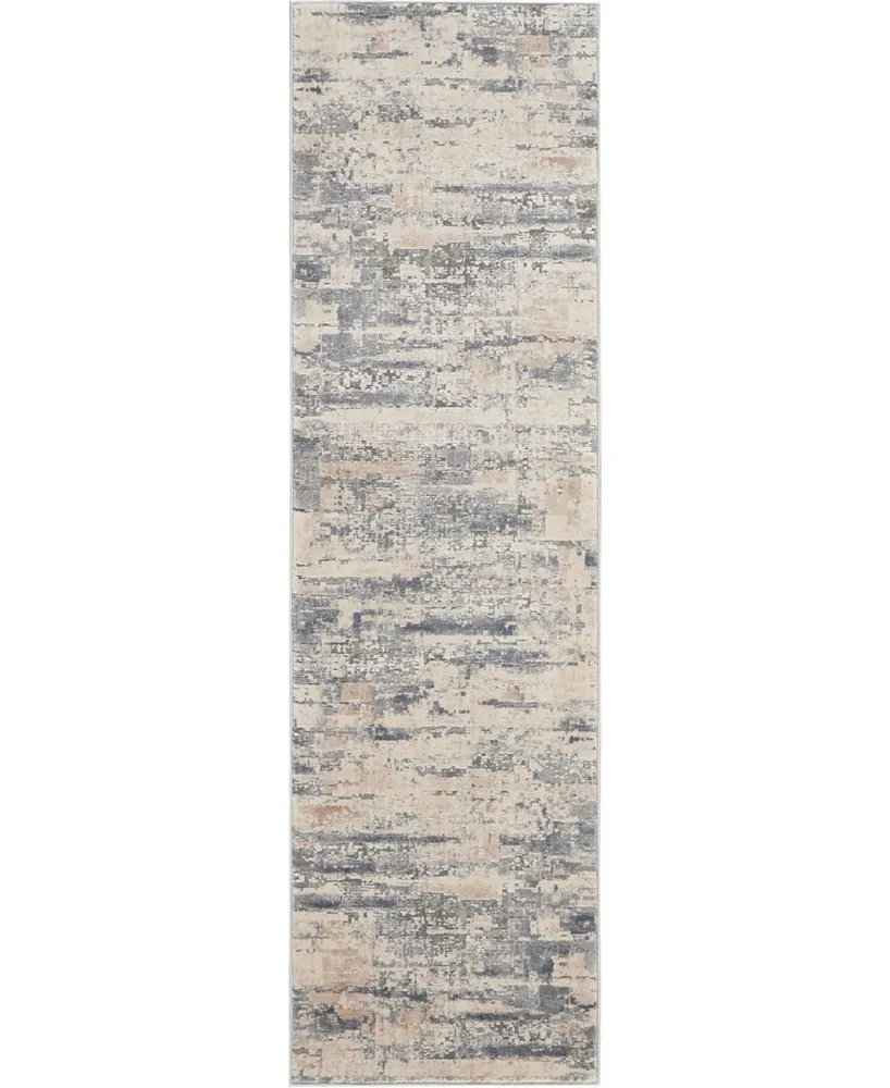 Nourison Home Rustic Textures RUS04 Beige and Gray 2'2" x 7'6" Runner Rug