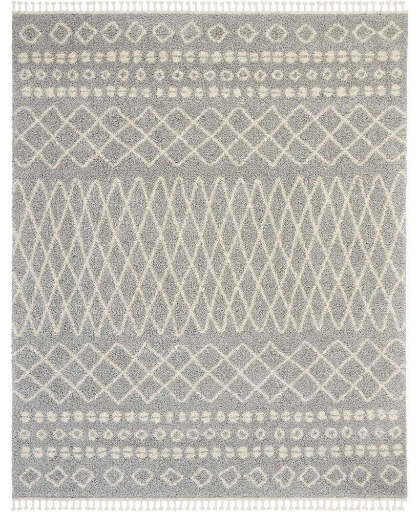 Closeout! Nourison Home Moroccan Shag MRS02 Silver 7'10" x 10'6" Area Rug