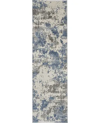 Nourison Home Rustic Textures RUS08 Gray and Blue 2'2" x 7'6" Runner Rug