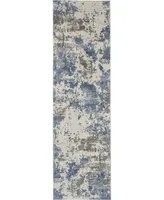 Nourison Home Rustic Textures RUS08 Gray and Blue 2'2" x 7'6" Runner Rug