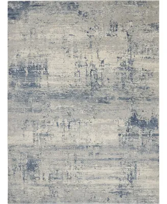 Nourison Home Rustic Textures RUS10 Ivory and Blue 7'10" x 10'6" Area Rug