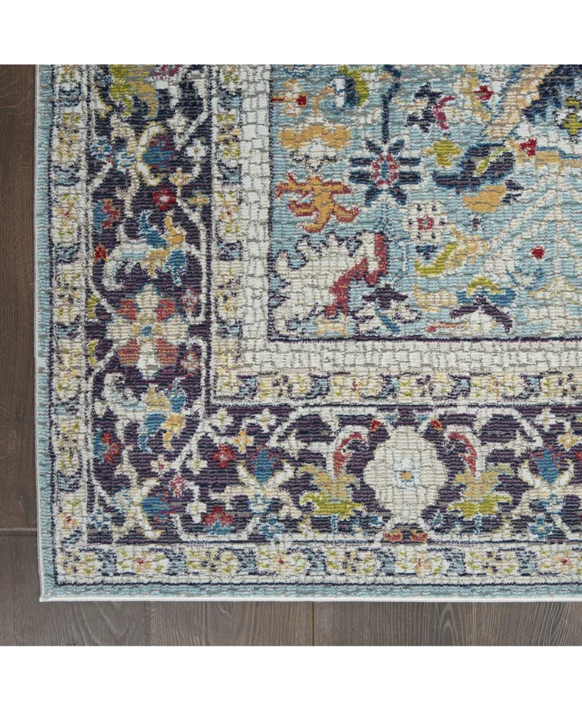 Nourison Home Ankara Global ANR14 Teal and Multi 4' x 6' Area Rug