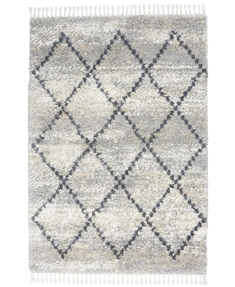 Nourison Home Oslo Shag OSL01 Silver 4' x 6' Area Rug