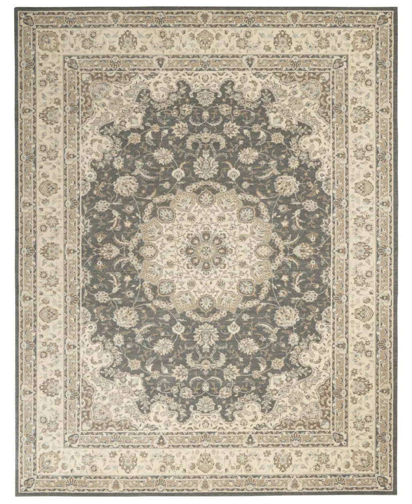 Nourison Home Living Treasures LI15 Gray and Ivory 7'6" x 9'6" Area Rug