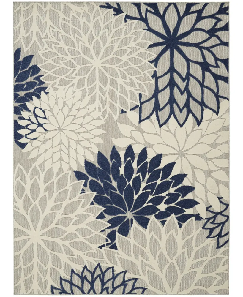 Nourison Home Aloha ALH05 Ivory and Navy 7'10" x 10'6" Outdoor Area Rug