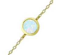 Giani Bernini Lab-Grown Opal Ankle Bracelet (Also Cubic Zirconia), Created for Macy's