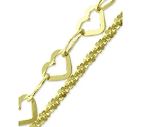 Giani Bernini Double Row Heart Ankle Bracelet 18k Gold-Plated Sterling Silver & Silver, Created for Macy's