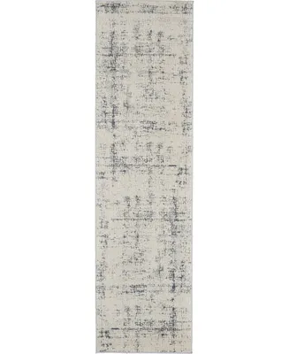 Nourison Home Rustic Textures RUS06 Ivory and Blue 2'2" x 7'6" Runner Rug