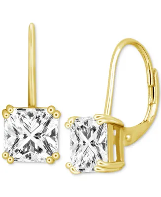 Essentials Cubic Zirconia Square Drop Earrings in Silver or Gold Plate
