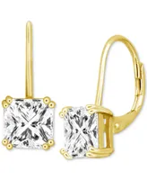 Essentials Cubic Zirconia Square Drop Earrings in Silver or Gold Plate