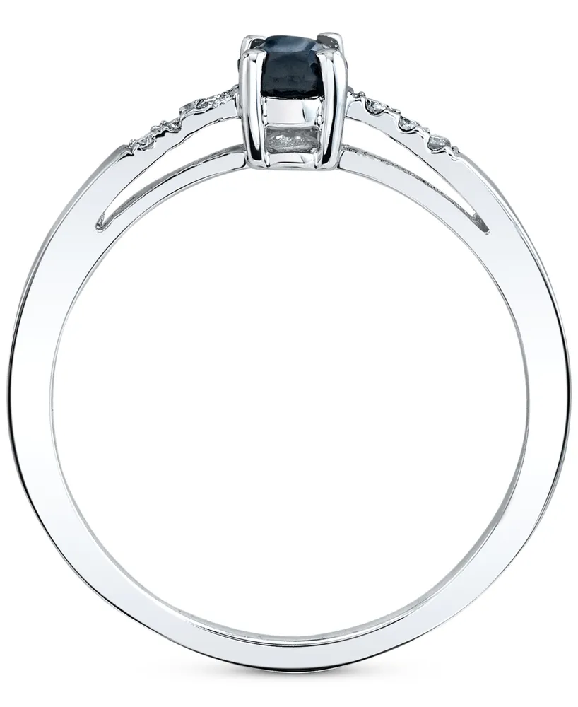 Sapphire (3/4 ct. t.w.) & Diamond (1/20 ct. t.w.) Ring in 14k White Gold