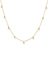 Cubic Zirconia Dangle 18" Statement Necklace in 14k Gold