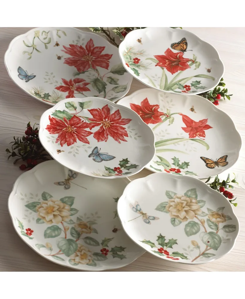 Lenox Butterfly Meadow Holiday 18-pc Dinnerware Set, Service for 6 - White Background With Multi