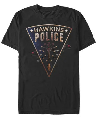 Stranger Things Men's Hawkins Police Rats Patch Short Sleeve T-Shirt