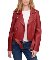 Levi's Women's Faux-Leather Belted Hem Moto Jacket