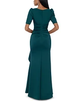 Xscape Petite Puff-Sleeve Gown