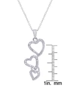 Macy's Diamond Accent Silver-plated Triple Heart Pendant Necklace