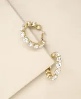 Ettika Small Crystal and 18K Gold Warrior Hoop Women's Earrings