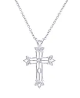 Macy's Diamond Accent Silver-plated Scroll Cross Pendant Necklace