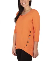 Ny Collection Women's Plus Size Button Detail Ribbed Tunic