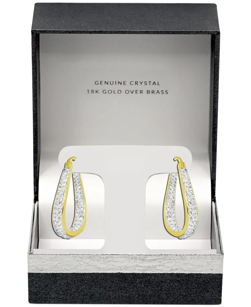 And Now This Crystal & Out Teardrop Hoop Earrings Silver Plate, Gold-Plate or Rose Gold Plate