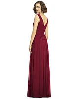 Dessy Collection Plus Sleeveless Draped Chiffon Maxi Dress with Front Slit