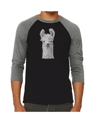 La Pop Art Llama Men's Raglan Word T-shirt