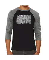 La Pop Art Brooklyn Bridge Men's Raglan Word T-shirt