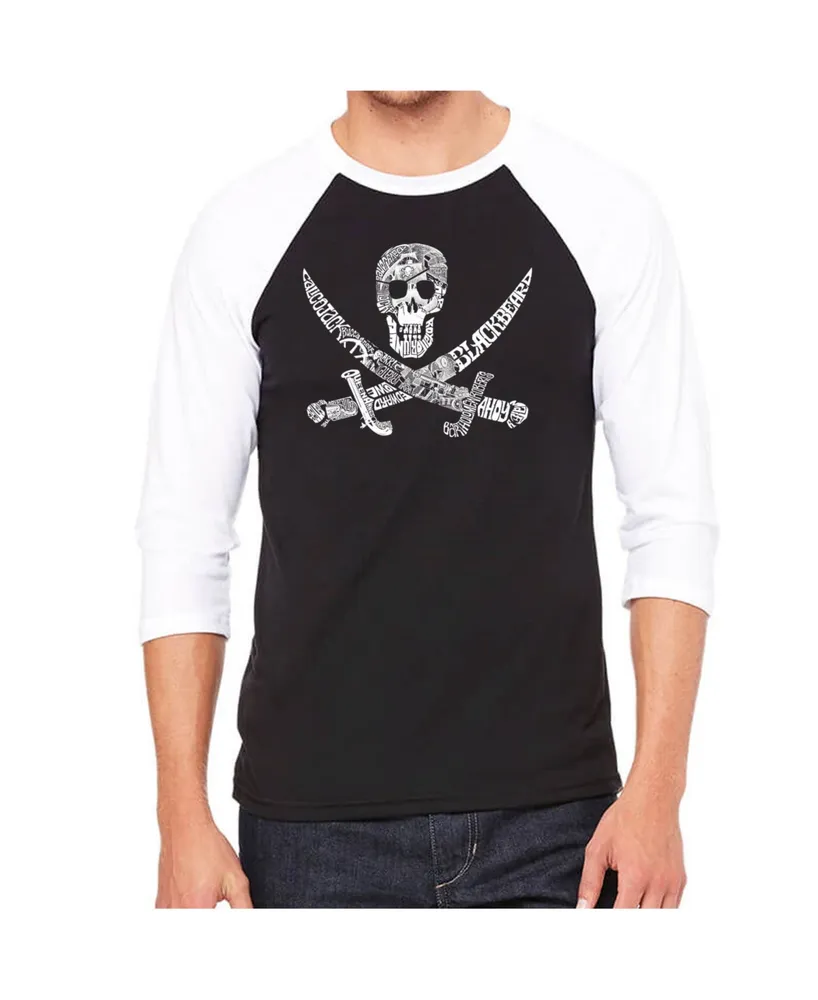 La Pop Art Pirate Skull Men's Raglan Word T-shirt