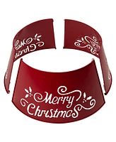 Glitzhome "Merry Christmas" Die-Cutting Metal Tree Collar with Light String