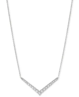 Diamond Chevron Statement Necklace (2 ct. t.w.) in 14k White Gold, 16" + 2" extender