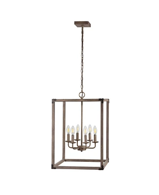 Jonathan Y Magnolia 6-Light Adjustable Rustic Farmhouse Led Pendant