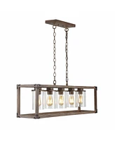 Jonathan Y Zeniba 5-Light Linear Adjustable Rustic Farmhouse Led Pendant