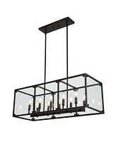 Jonathan Y Paysan Linear 10-Light Adjustable Rustic Farmhouse Led Pendant