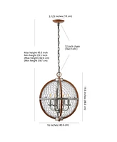 Jonathan Y Gaines 4-Light Adjustable Rustic Industrial Led Pendant