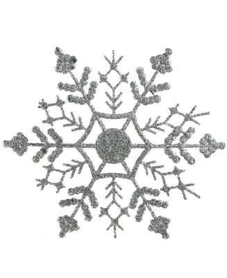 Northlight Silver Tone Splendor Glitter Snowflake Christmas Ornaments