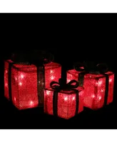 Northlight Tinsel Gi Boxes with Bows Lighted Christmas Outdoor Decorations