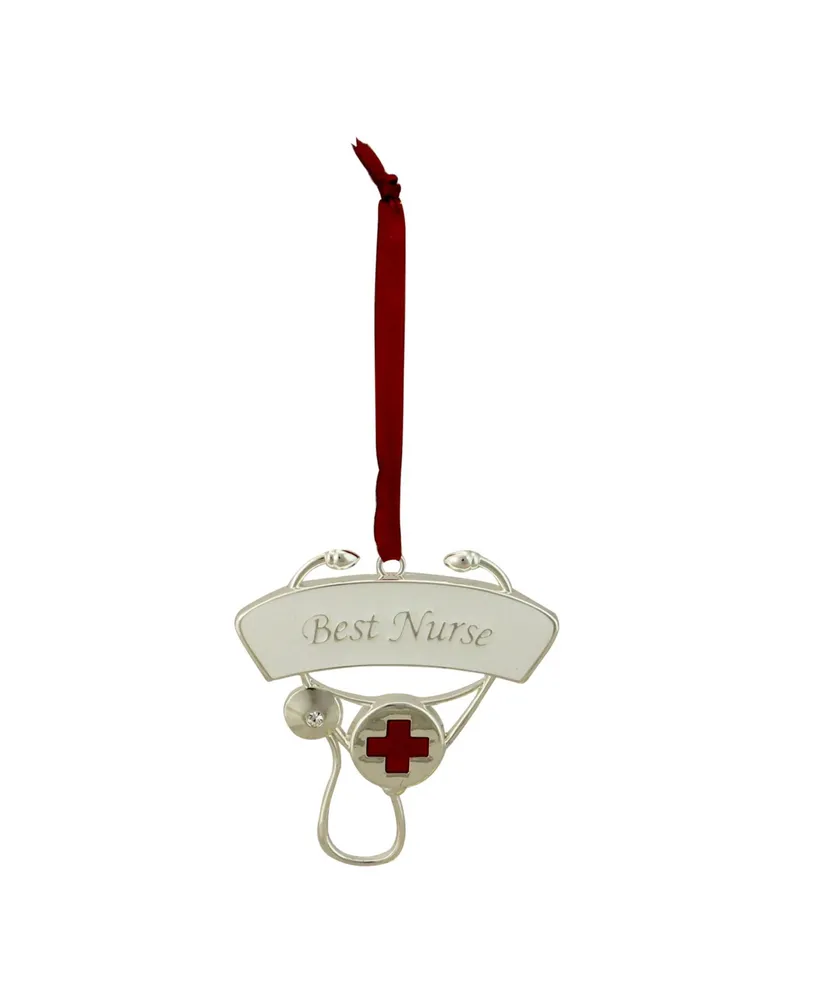 Northlight Plated "Best Nurse" Stethoscope Christmas Ornament with European Crystal