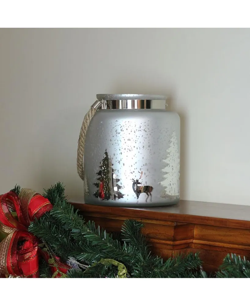 Northlight Tree Silhouette Mercury Glass Christmas Pillar Candle Holder