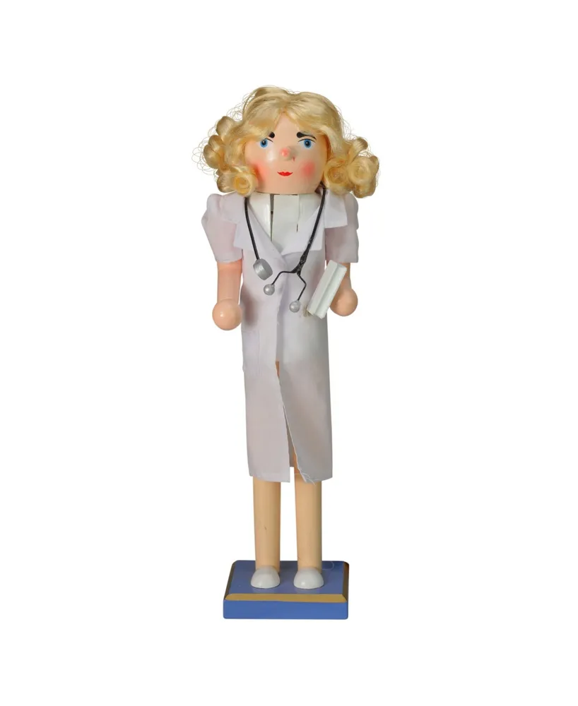 Northlight Wooden Nurse Christmas Nutcracker with Stethoscope