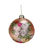 Northlight Floral Applique Glass Christmas Ball Ornament