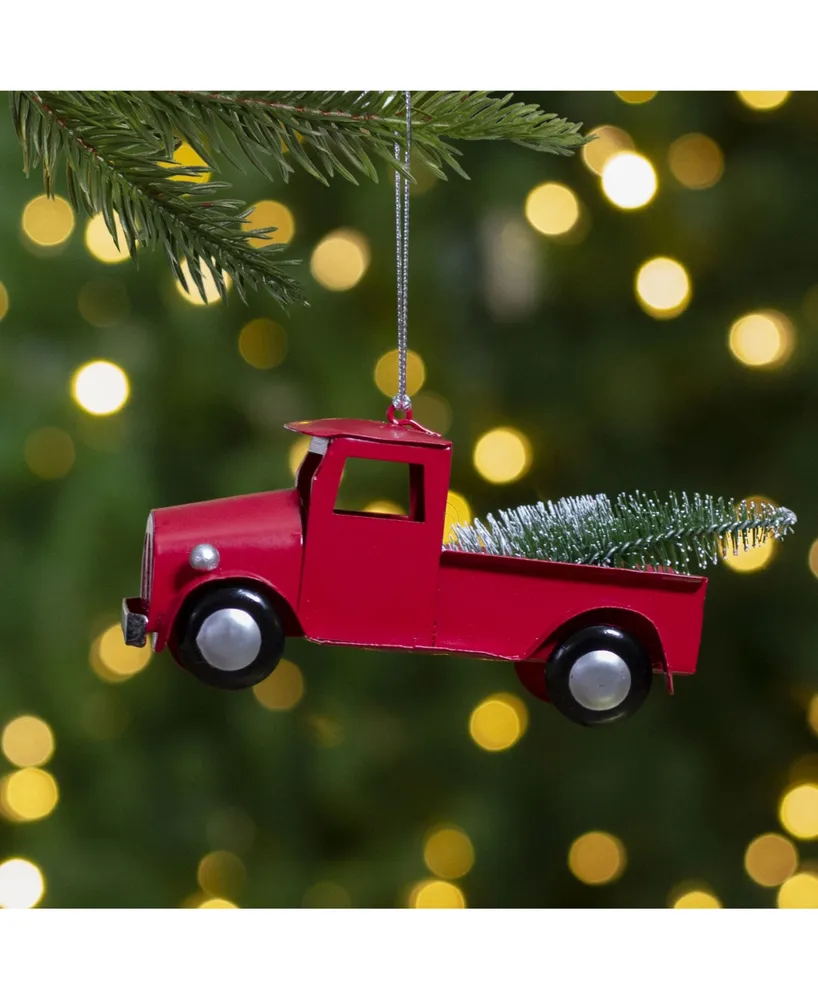 Northlight Iron Truck with Frosted Tree Christmas Ornament