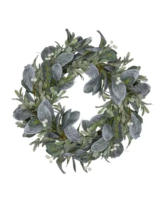 Northlight Iced Leaves and Winter Berries Artificial Christmas Wreath Unlit