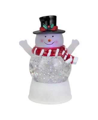 Northlight Led Lighted Snowman with Holly and Berries Top Hat Blowing Glitter Christmas Water Globe